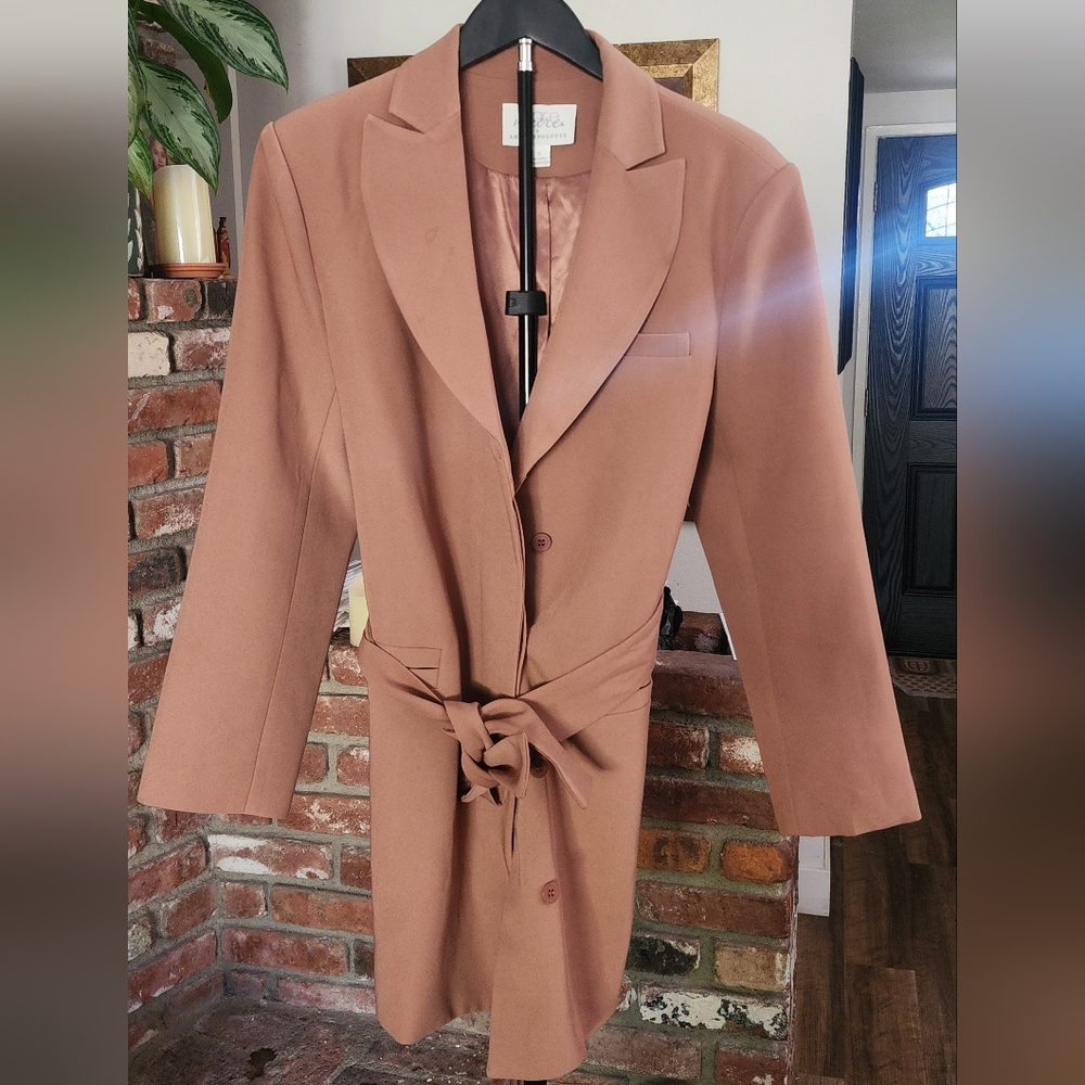 Mare Mare for Anthropologie Camel Longline Blazer Size Small - Picture 3 of 10